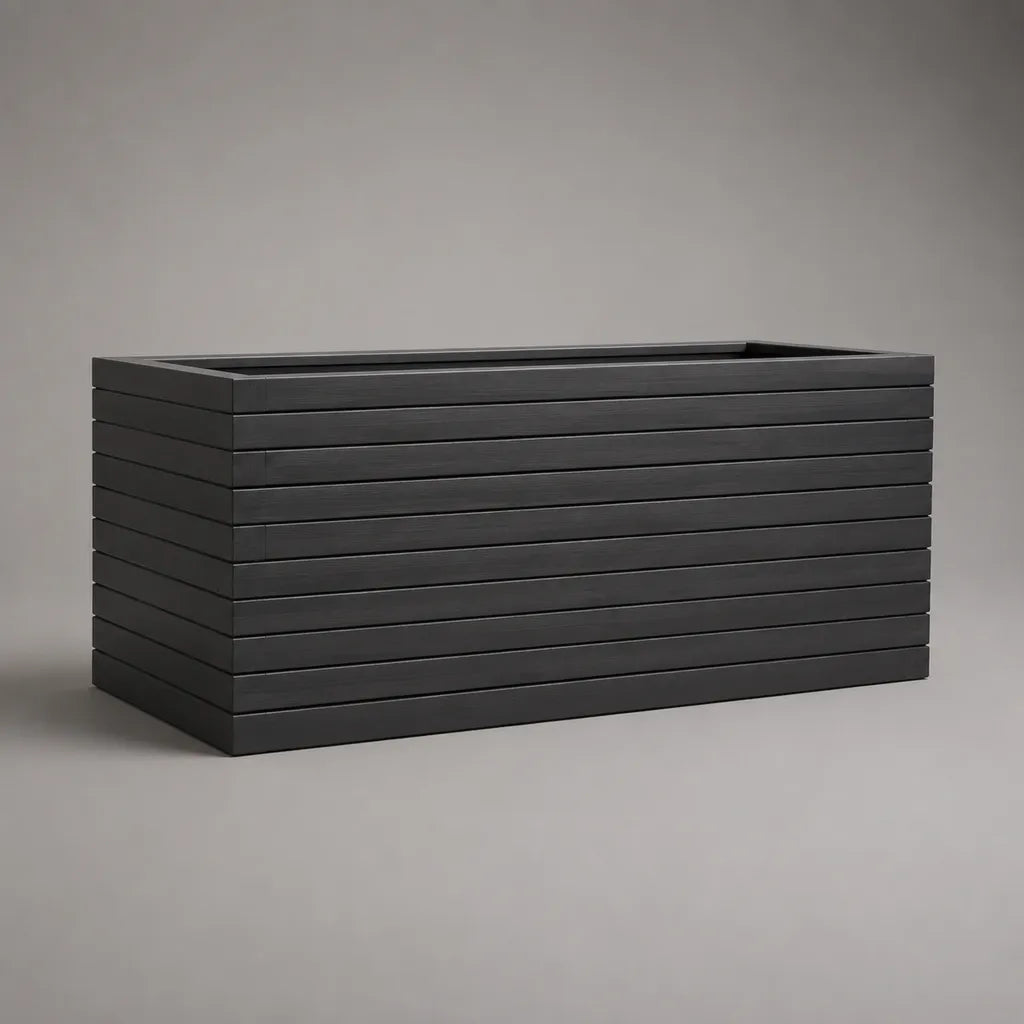 Giardiniere rettangolare in acciaio galvanizzato nero opaco, 100 × 40 × 50 cm