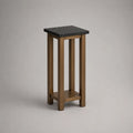 Supplemento alto quadrato in marmo nero e acciaio bronzo, 35 × 35 × 70 cm