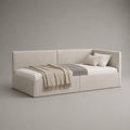 Panca da 1 posto in tessuto beige chiaro, 220 × 105 × 90 cm, per materassi 90 × 200 cm