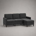 Divano a 3 posti in microfibra di poliestere antracite con meridiano a destra, 200 × 130 × 84 cm