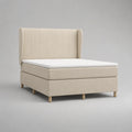 Letto a molla 2 letti in tessuto beige con materasso con molle drenate e materassi, 160 × 200 cm