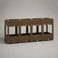 Set di 4 giardinieri rettangolare in rialzo, in rotta, marrone e beige, 160 × 40 × 80 cm