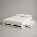 Telaio letto matrimoniale 160 × 200 cm in pino bianco massiccio con piano con latte e 2 cassetti