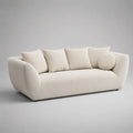 Divano curvato a 3 posti in tessuto curvato bianco rotto, 220 × 95 × 78 cm