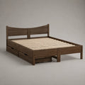 Letto matrimoniale in legno marrone scuro con 4 cassetti, letto 160 × 200 cm, dimensioni 208 × 168 × 100 cm
