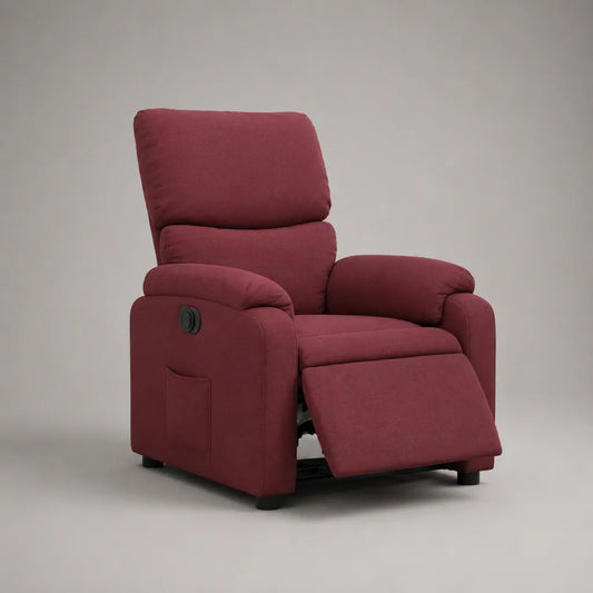 Sedia rilassante a mano in poliestere Bordeaux con poggiapiedi inclinabile, 92 × 94 × 104 cm