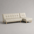 Divano angolo 4 posti in pelle crema con meridiano dritto, 245 × 145 × 83 cm