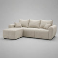 Divano angolo a 3 posti in tessuto beige chiaro con meridiano sinistro, 285 × 165 × 90 cm